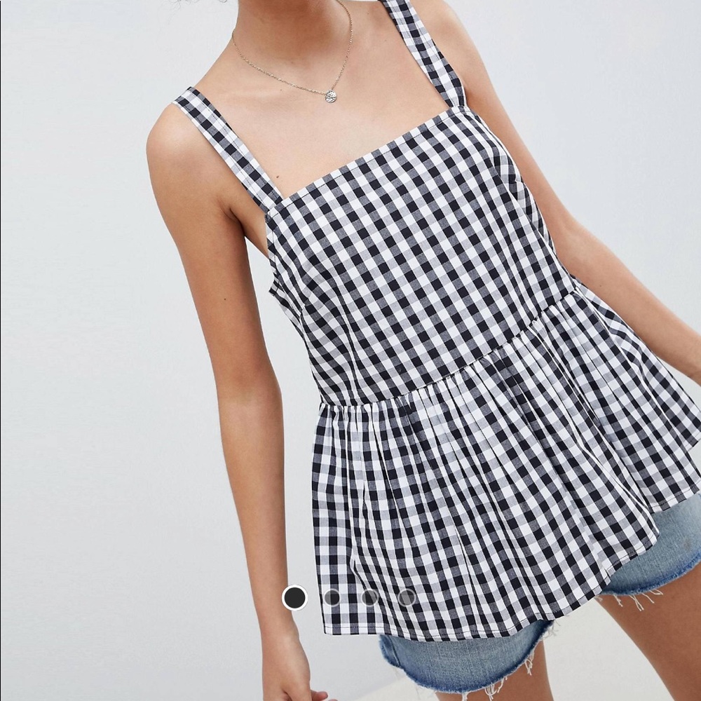 ASOS - black gingham peplum top